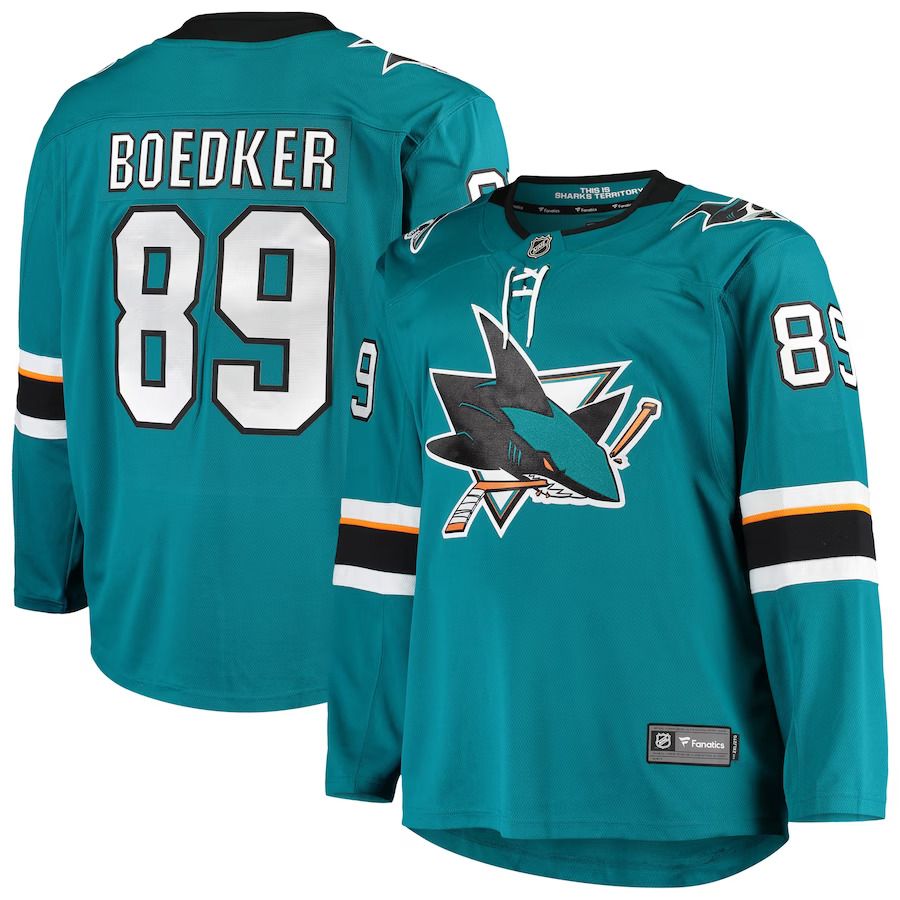 Men San Jose Sharks #89 Mikkel Boedker Fanatics Branded Teal Breakaway Home Player NHL Jersey